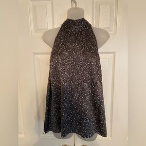 Chelsea 28 large sleeveless black/gray/white neck tie top.